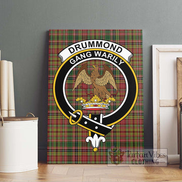 Drummond of Strathallan Tartan Canvas Print Wall Art with Family Crest