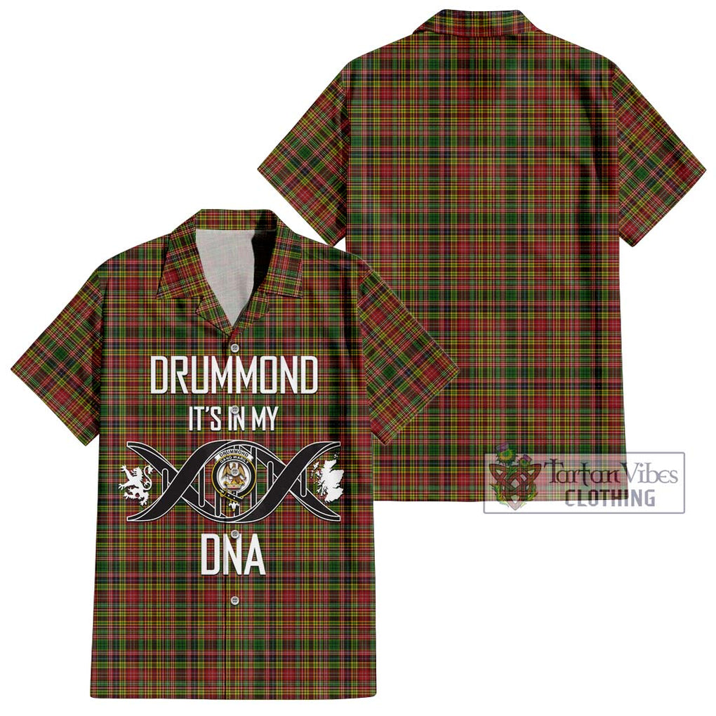 Drummond of Strathallan Tartan Short Sleeve Button Shirt with Family Crest DNA In Me Style Kid - Tartanvibesclothing Shop