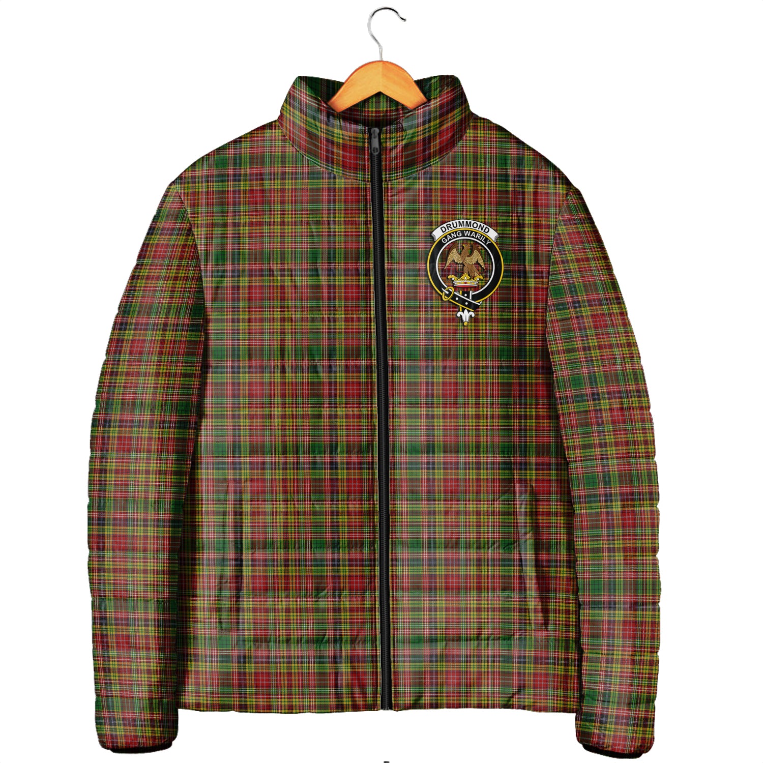 Drummond of Strathallan Tartan Padded Jacket with Family Crest Men's Padded Jacket - Tartan Vibes Clothing