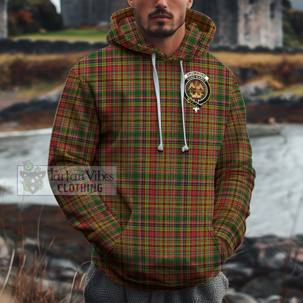 Drummond of Strathallan Tartan Cotton Hoodie with Family Crest Pullover Hoodie XS - Tartan Vibes Clothing