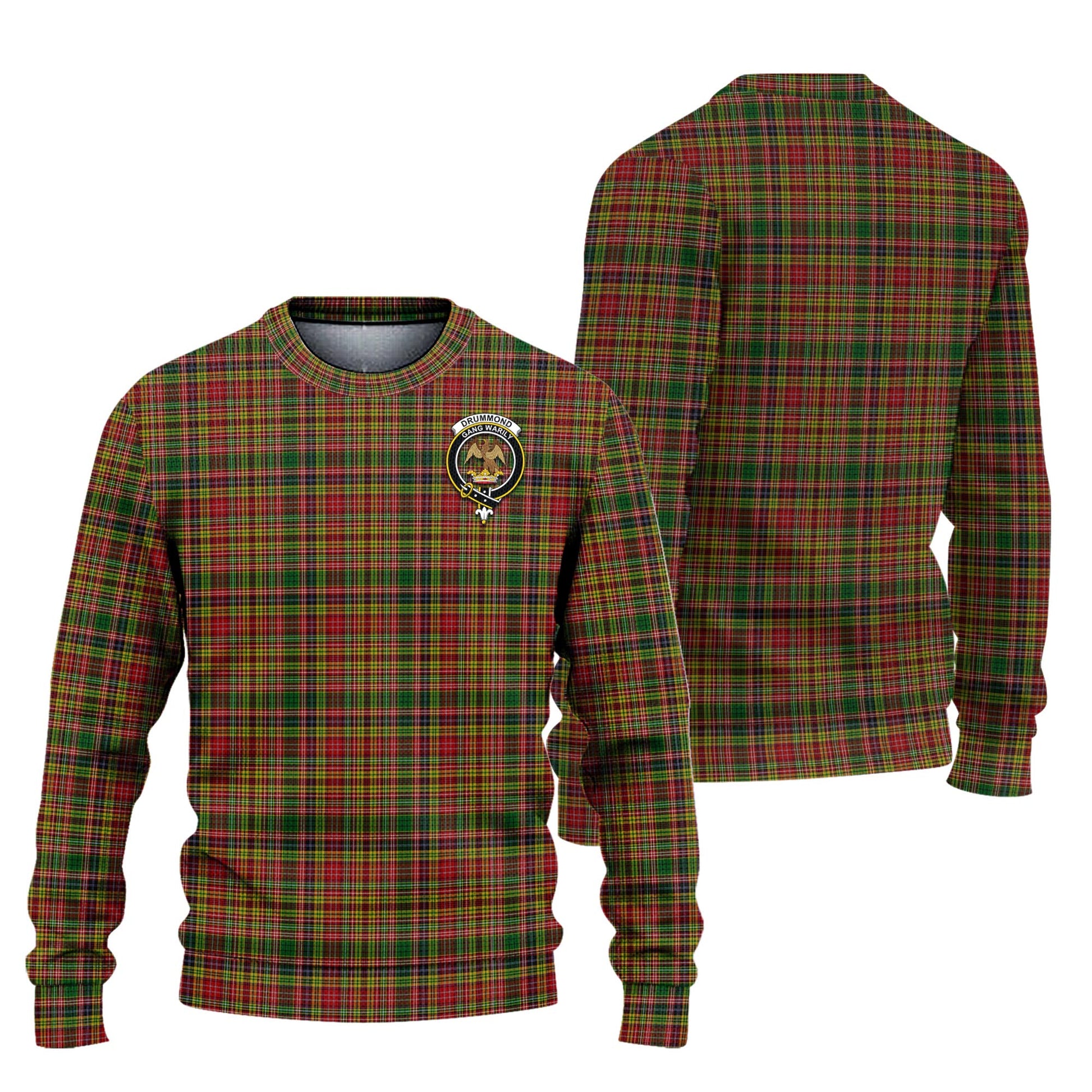 Drummond of Strathallan Tartan Knitted Sweater with Family Crest Unisex - Tartanvibesclothing