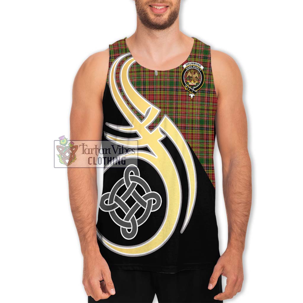 Drummond of Strathallan Tartan Men's Tank Top with Family Crest and Celtic Symbol Style Men - Tartan Vibes Clothing