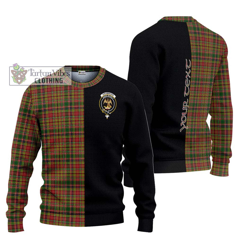 Drummond of Strathallan Tartan Knitted Sweater with Family Crest and Half Of Me Style Unisex - Tartanvibesclothing Shop