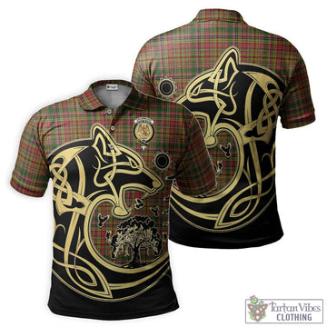 Drummond of Strathallan Tartan Polo Shirt with Family Crest Celtic Wolf Style