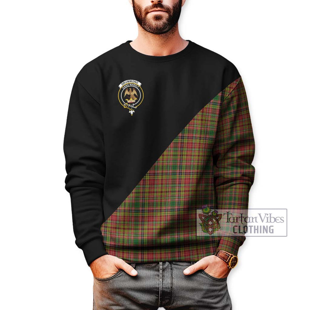 Drummond of Strathallan Tartan Sweatshirt with Family Crest and Military Logo Style Unisex - Tartanvibesclothing Shop