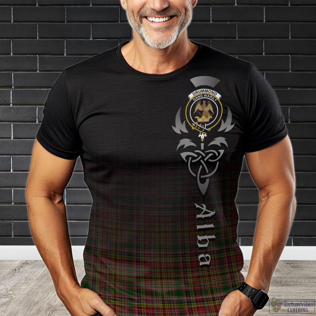 Tartan Vibes Clothing Drummond of Strathallan Tartan T-Shirt Featuring Alba Gu Brath Family Crest Celtic Inspired