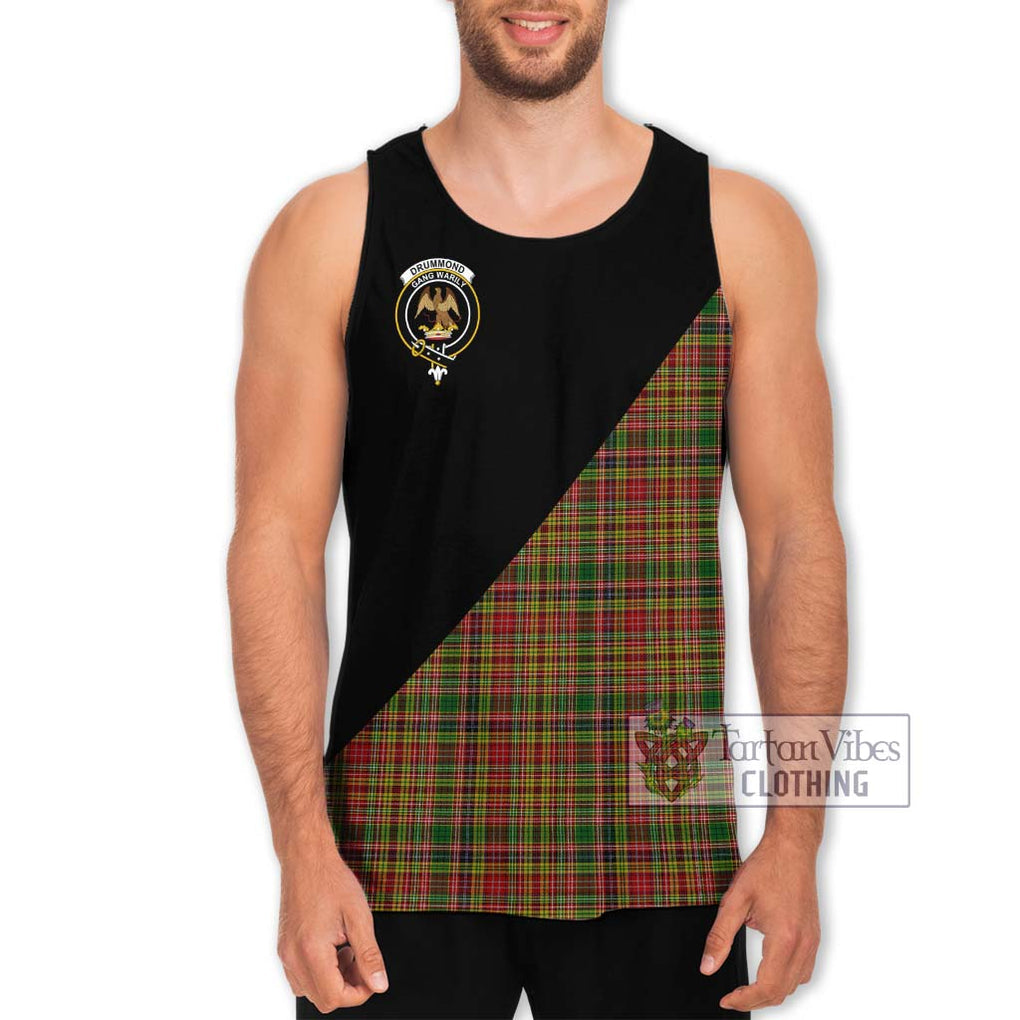 Drummond of Strathallan Tartan Men's Tank Top with Family Crest and Military Logo Style Men - Tartanvibesclothing Shop