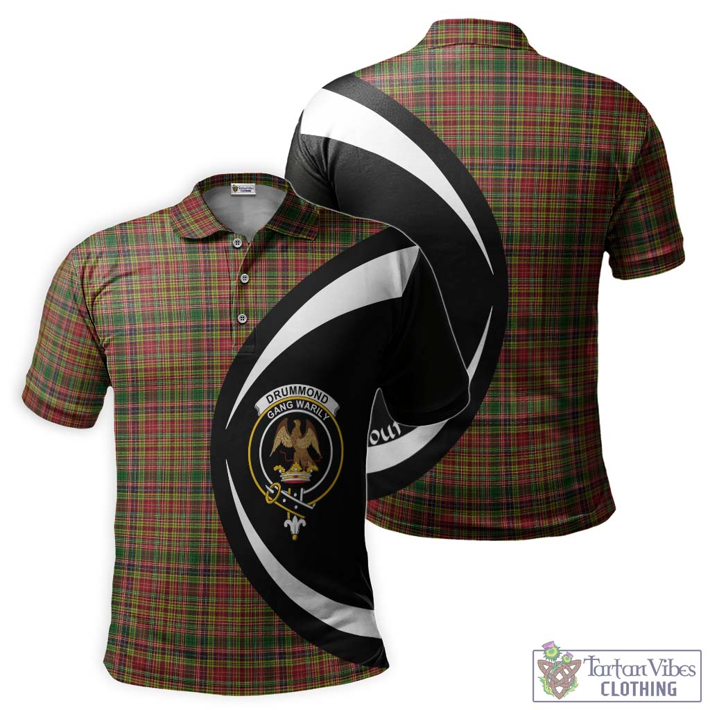 Drummond of Strathallan Tartan Men's Polo Shirt with Family Crest Circle Style Kid - Tartan Vibes Clothing