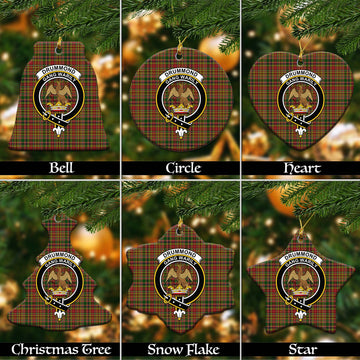 Drummond of Strathallan Tartan Christmas Ceramic Ornaments with Family Crest