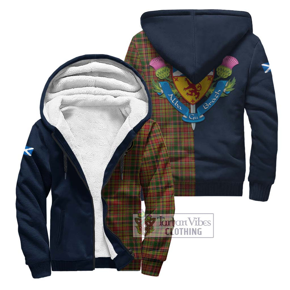 Tartan Vibes Clothing Drummond of Strathallan Tartan Sherpa Hoodie with Scottish Lion Royal Arm Half Style