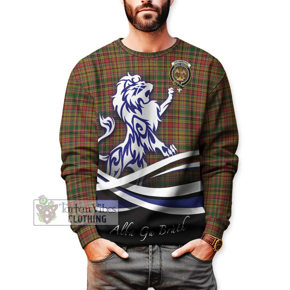 Drummond of Strathallan Tartan Sweatshirt with Alba Gu Brath Regal Lion Emblem Unisex - Tartanvibesclothing Shop