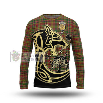 Drummond of Strathallan Tartan Long Sleeve T-Shirt with Family Crest Celtic Wolf Style