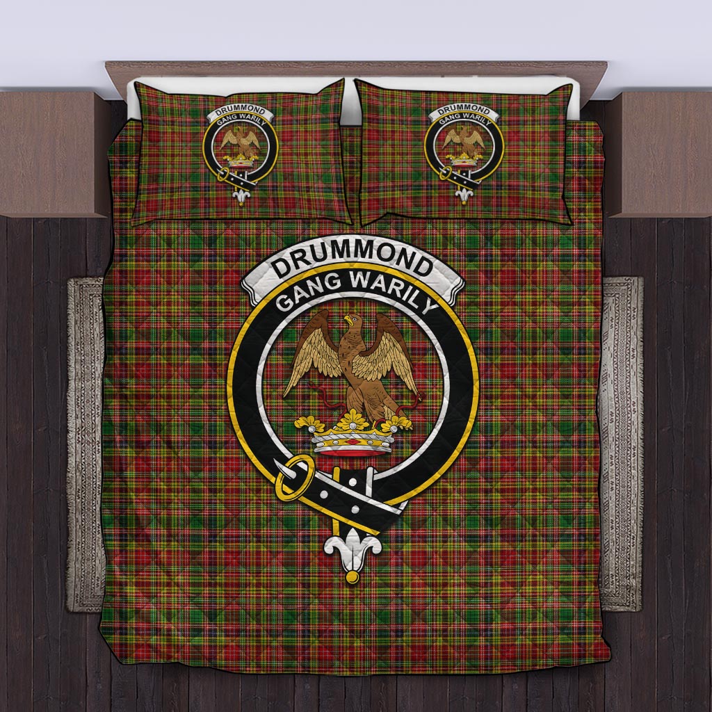 Drummond of Strathallan Tartan Quilt Bed Set with Family Crest Twin - Tartan Vibes Clothing