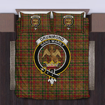 Drummond of Strathallan Tartan Quilt Bed Set with Family Crest