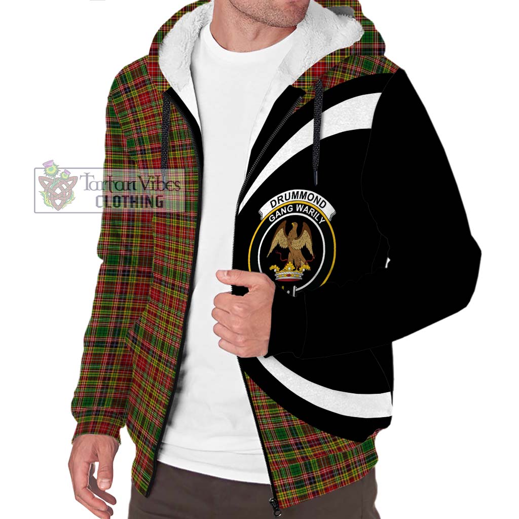 Drummond of Strathallan Tartan Sherpa Hoodie with Family Crest Circle Style Unisex S - Tartan Vibes Clothing