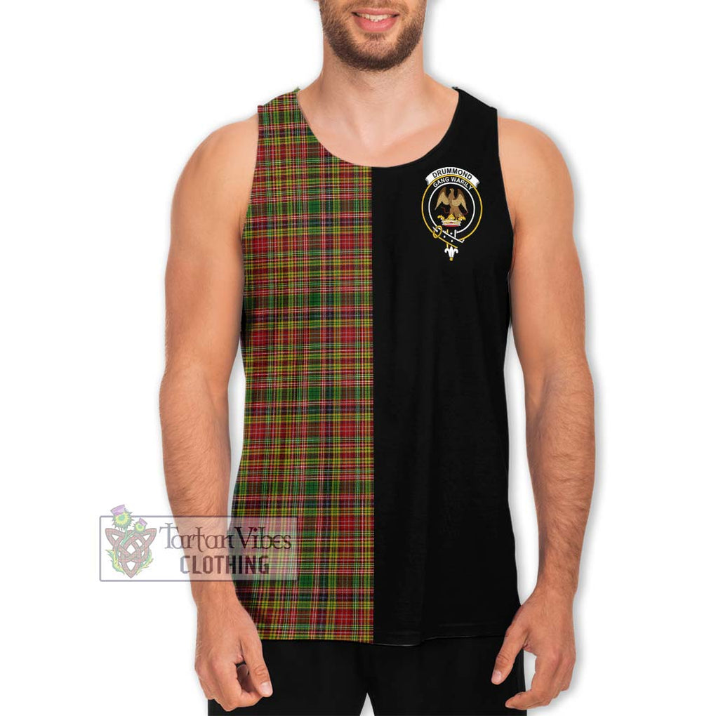 Drummond of Strathallan Tartan Men's Tank Top with Family Crest and Half Of Me Style Men - Tartanvibesclothing Shop