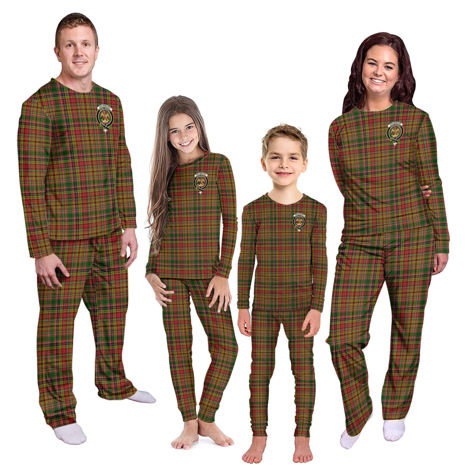 Drummond of Strathallan Tartan Pajamas Family Set with Family Crest Kid - Tartan Vibes Clothing