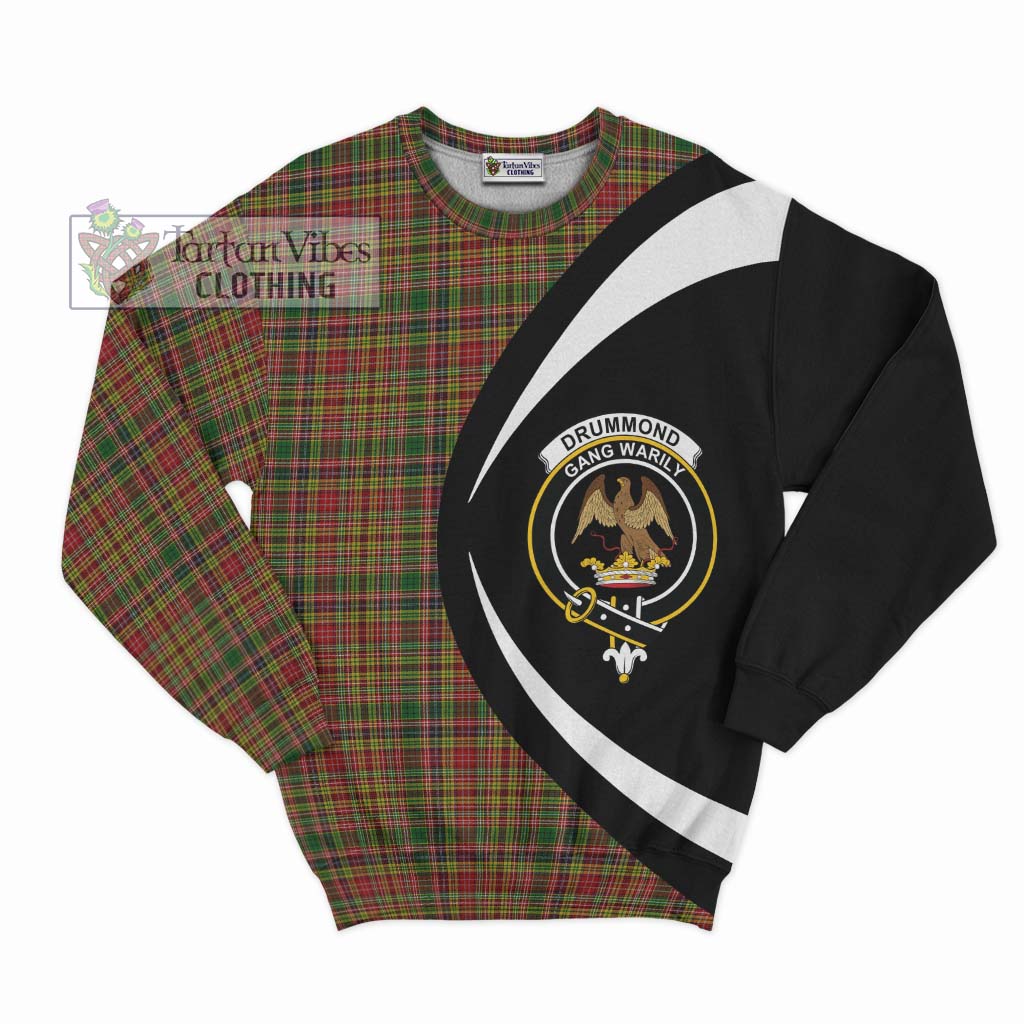 Tartan Vibes Clothing Drummond of Strathallan Tartan Sweatshirt with Family Crest Circle Style