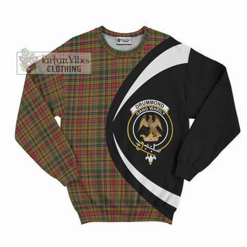 Drummond of Strathallan Tartan Sweatshirt with Family Crest Circle Style