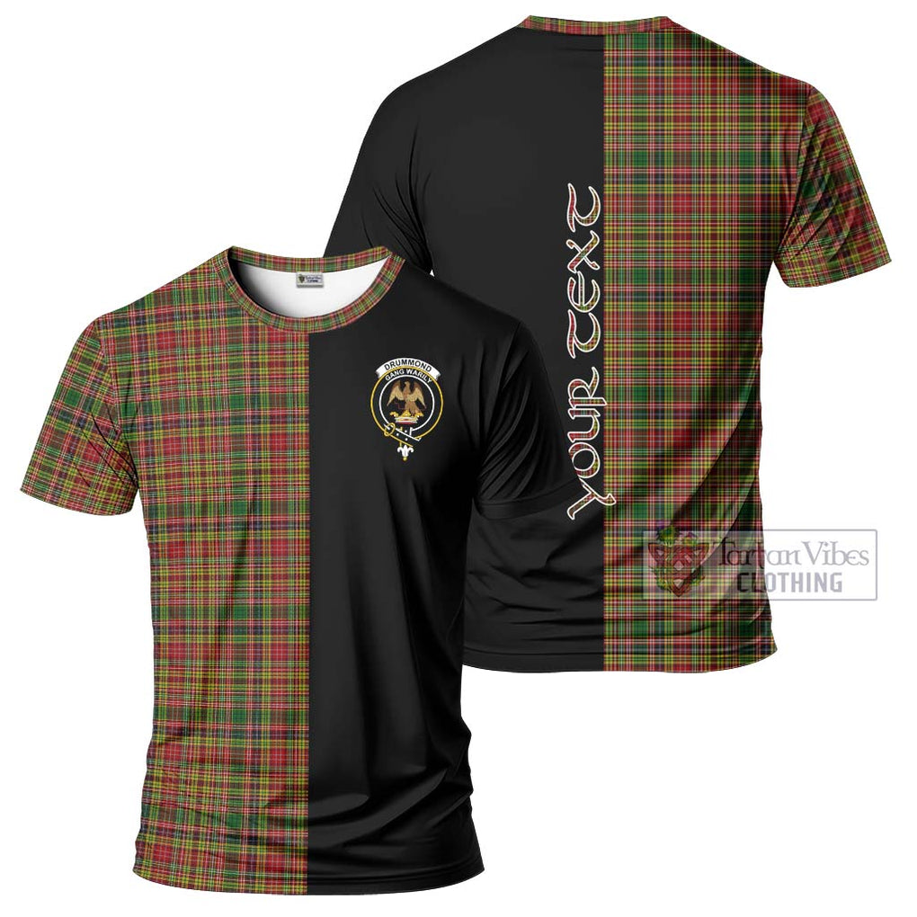 Drummond of Strathallan Tartan T-Shirt with Family Crest and Half Of Me Style Kid's Shirt - Tartanvibesclothing Shop