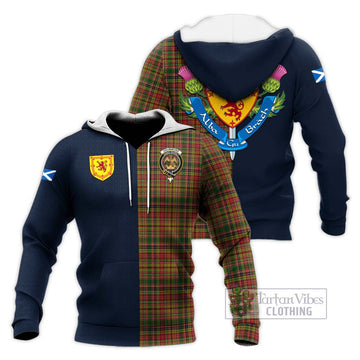 Drummond of Strathallan Tartan Knitted Hoodie Alba with Scottish Lion Royal Arm Half Style