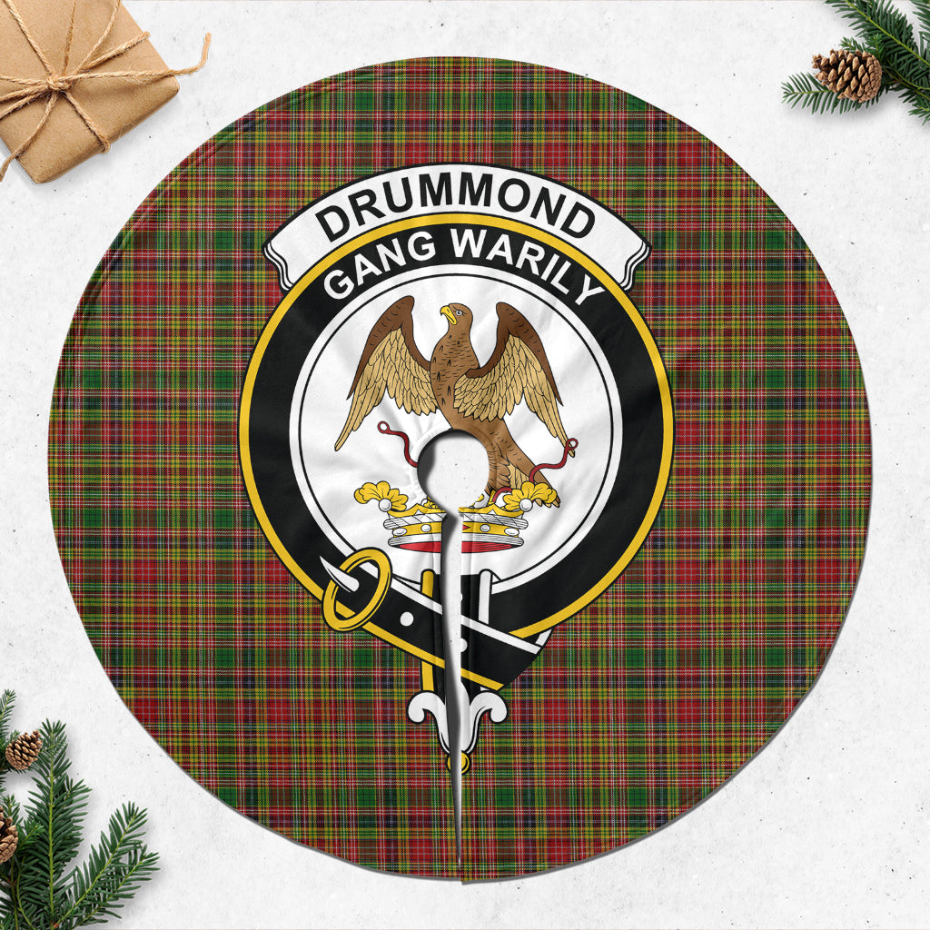 Drummond of Strathallan Tartan Christmas Tree Skirt with Family Crest - Tartanvibesclothing