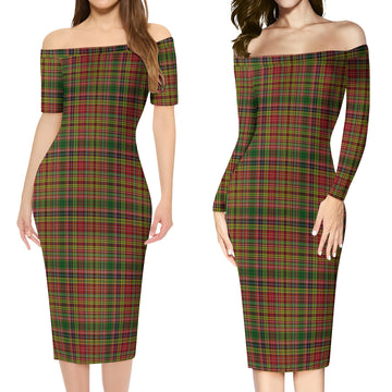 Drummond of Strathallan Tartan Off Shoulder Lady Dress