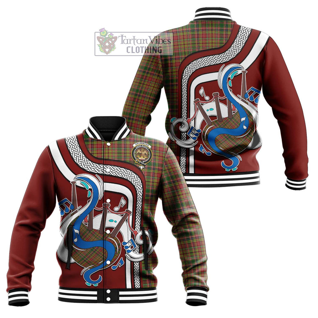 Tartan Vibes Clothing Drummond of Strathallan Tartan Baseball Jacket with Epic Bagpipe Style