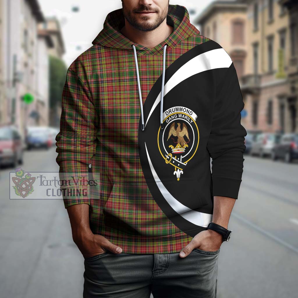 Tartan Vibes Clothing Drummond of Strathallan Tartan Hoodie with Family Crest Circle Style