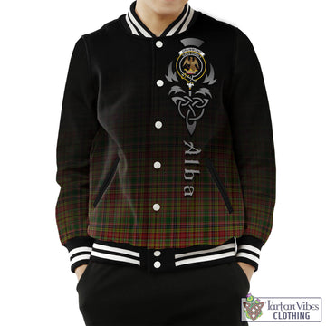 Drummond of Strathallan Tartan Baseball Jacket Featuring Alba Gu Brath Family Crest Celtic Inspired