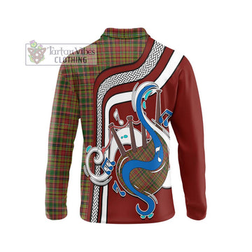 Drummond of Strathallan Tartan Long Sleeve Polo Shirt with Epic Bagpipe Style