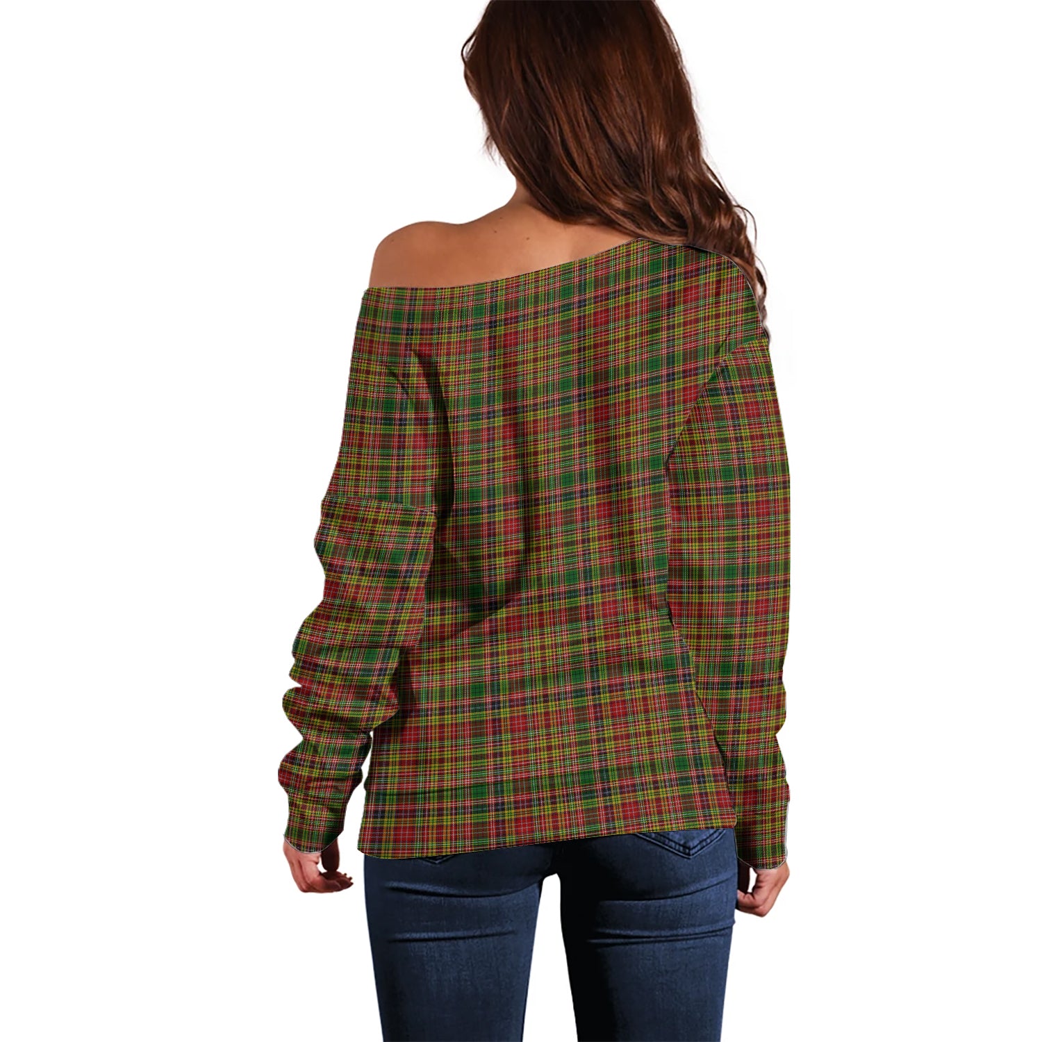 Drummond of Strathallan Tartan Off Shoulder Women Sweater - Tartanvibesclothing