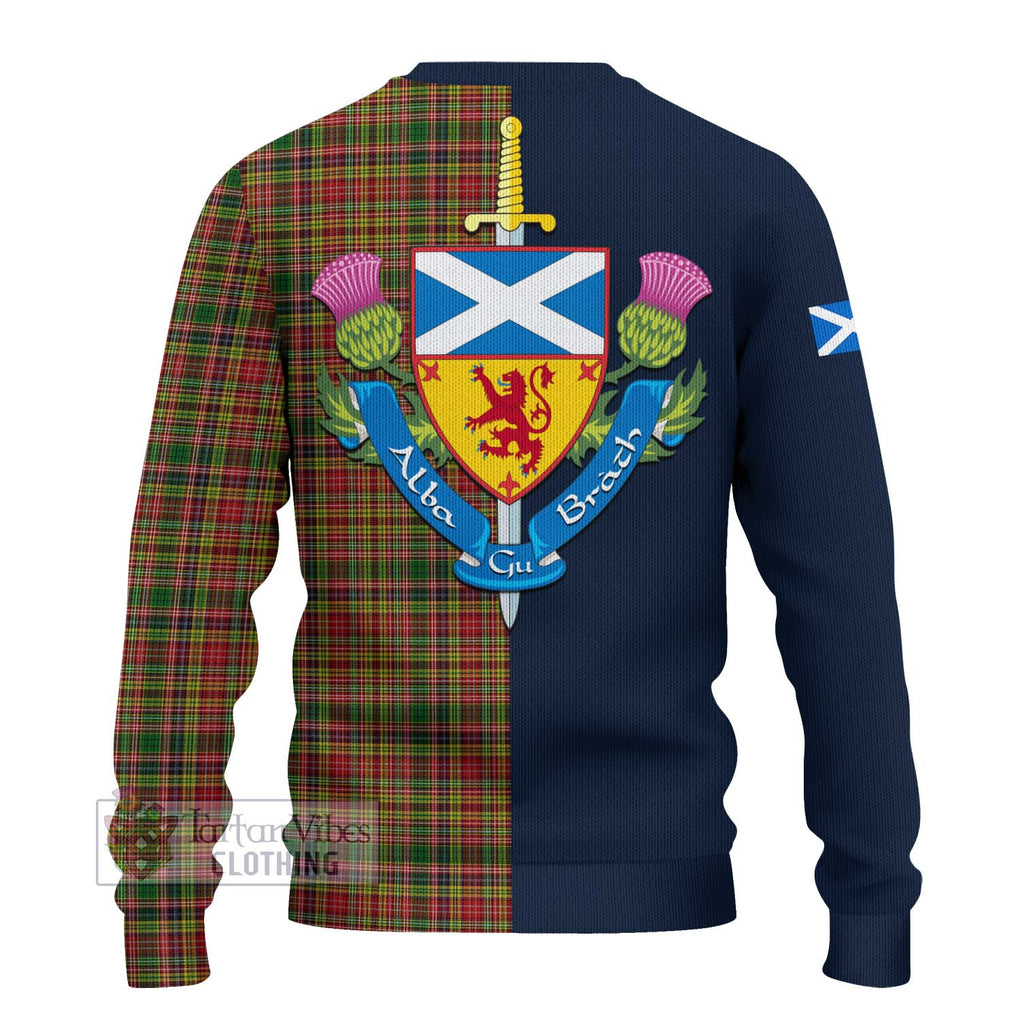 Tartan Vibes Clothing Drummond of Strathallan Tartan Knitted Sweater with Scottish Lion Royal Arm Half Style