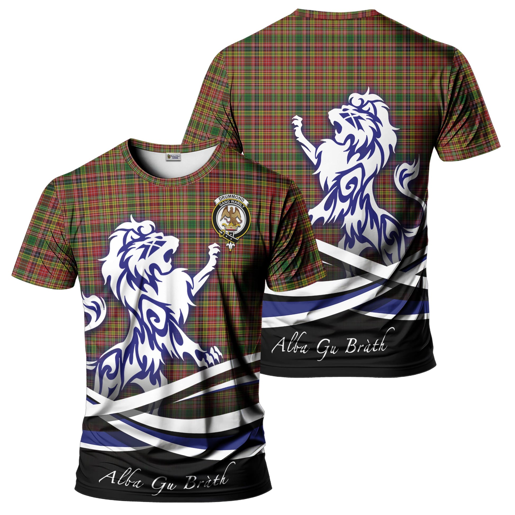 drummond-of-strathallan-tartan-t-shirt-with-alba-gu-brath-regal-lion-emblem