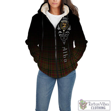 Drummond of Strathallan Tartan Sherpa Hoodie Featuring Alba Gu Brath Family Crest Celtic Inspired