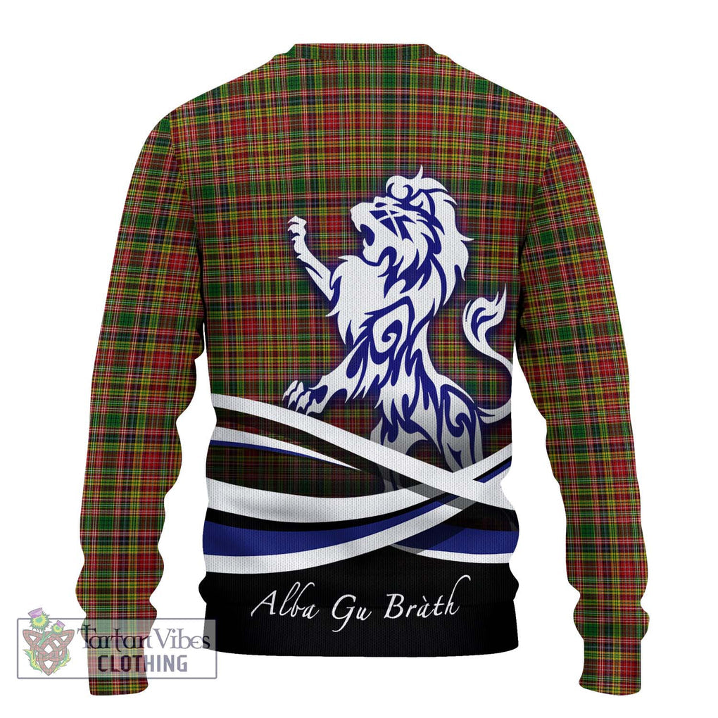 Drummond of Strathallan Tartan Knitted Sweater with Alba Gu Brath Regal Lion Emblem - Tartanvibesclothing Shop