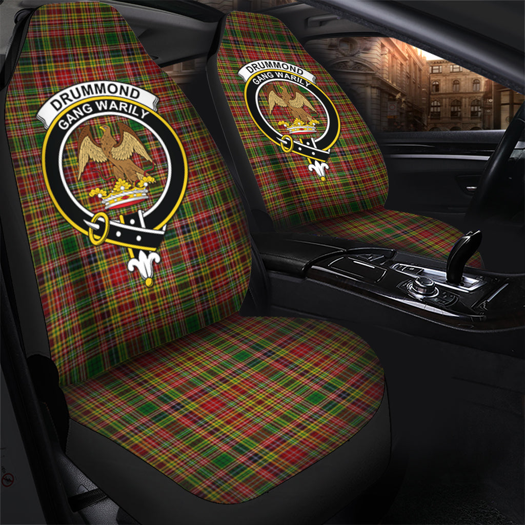 Drummond of Strathallan Tartan Car Seat Cover with Family Crest - Tartanvibesclothing