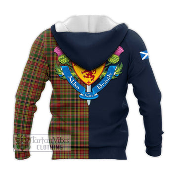 Drummond of Strathallan Tartan Knitted Hoodie Alba with Scottish Lion Royal Arm Half Style