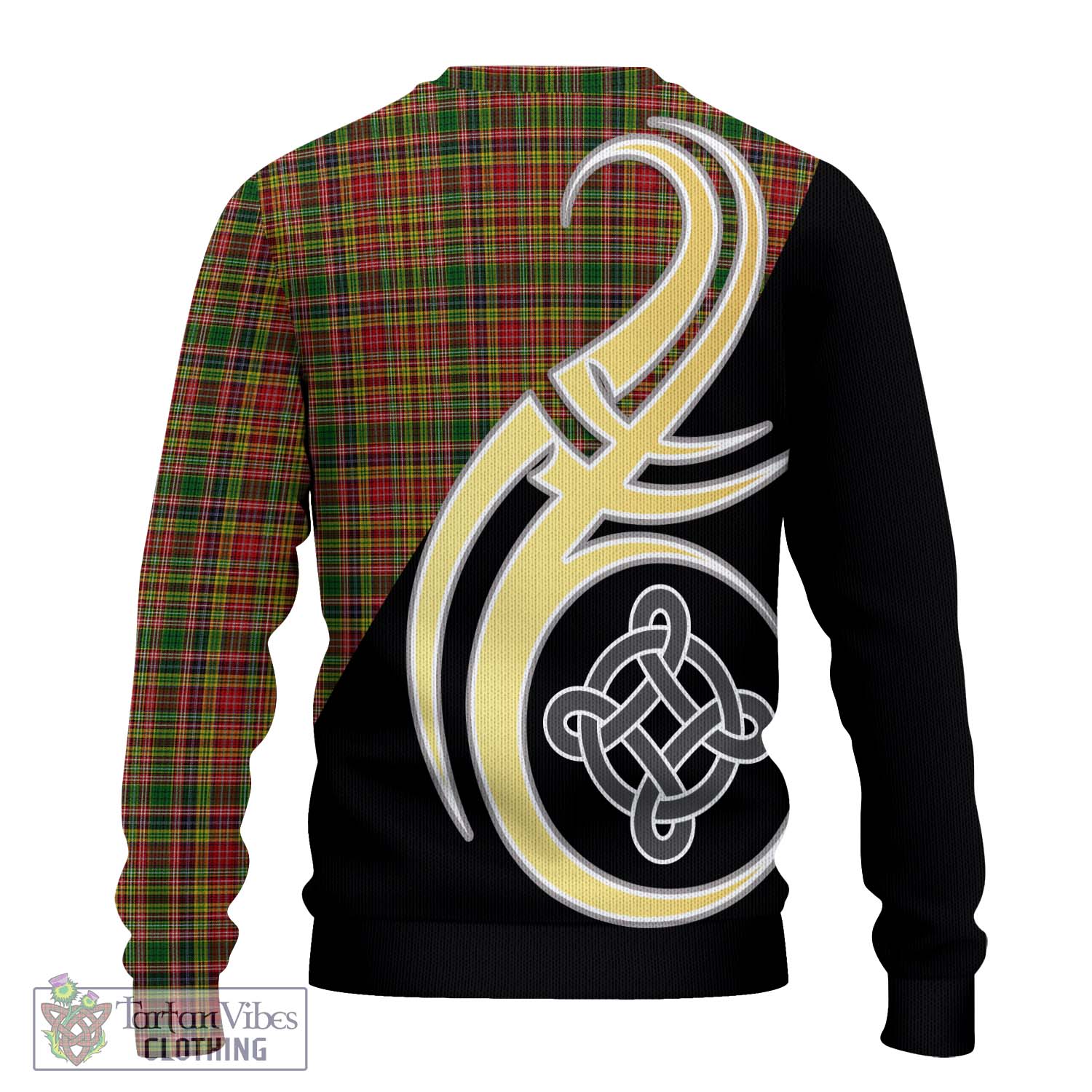 Drummond of Strathallan Tartan Knitted Sweater with Family Crest and Celtic Symbol Style - Tartan Vibes Clothing