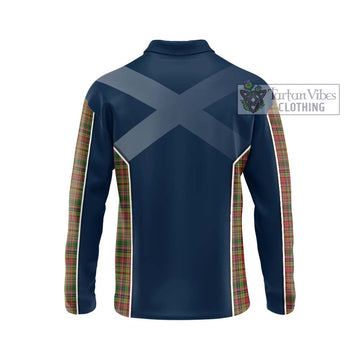 Drummond of Strathallan Tartan Long Sleeve Polo Shirt with Family Crest and Lion Rampant Vibes Sport Style