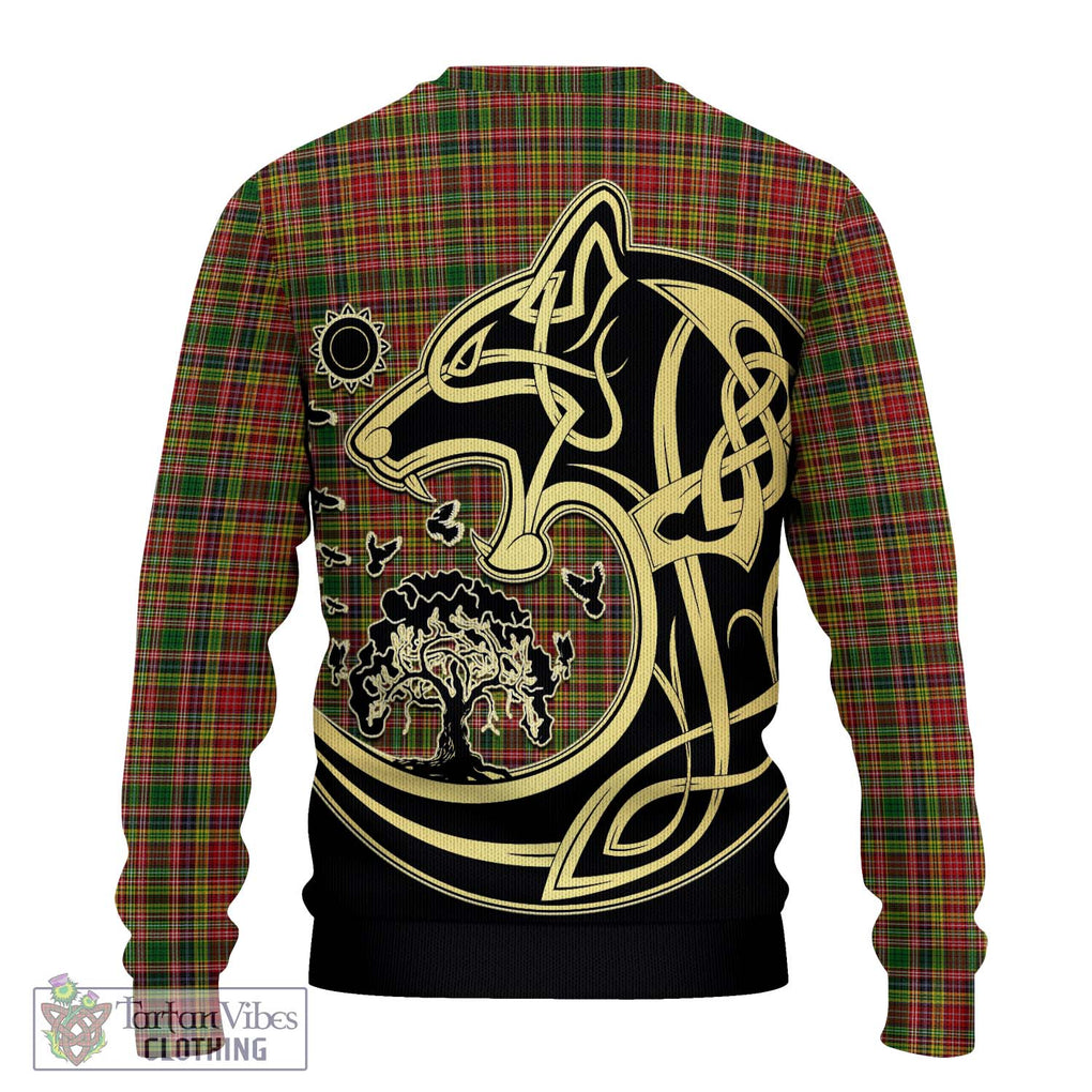 Drummond of Strathallan Tartan Knitted Sweater with Family Crest Celtic Wolf Style - Tartan Vibes Clothing