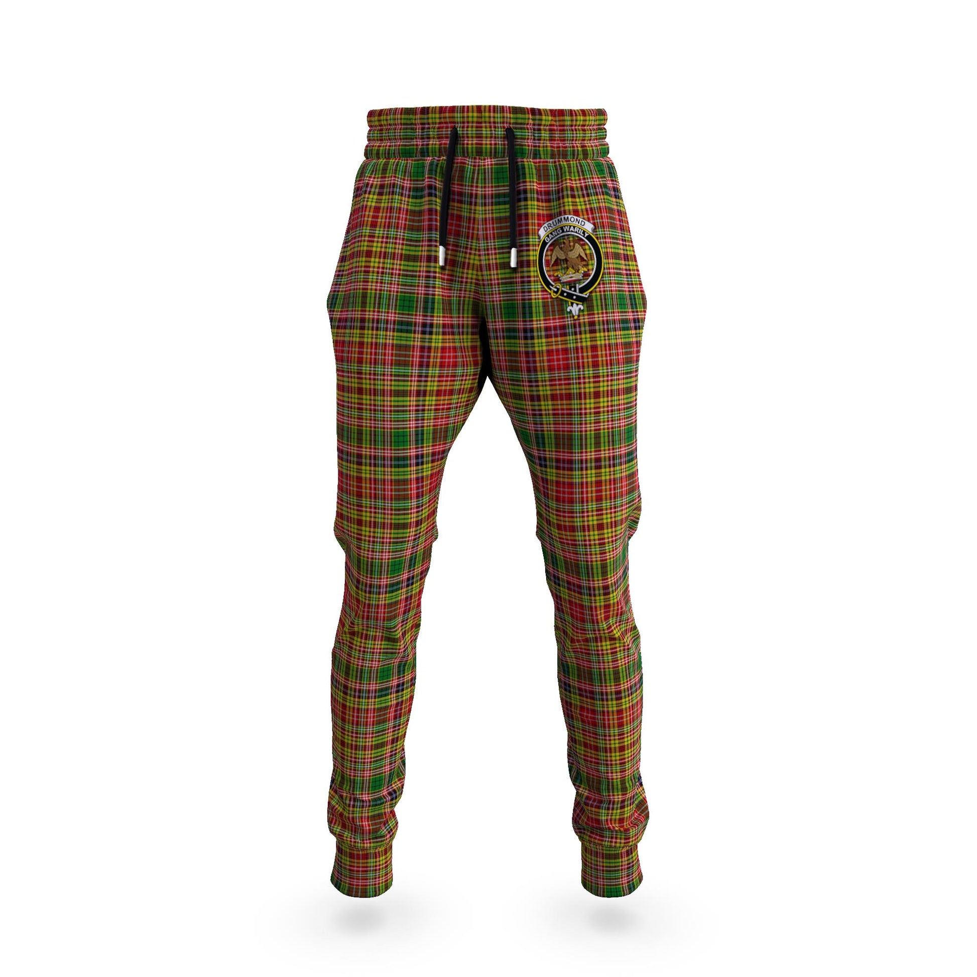 Drummond of Strathallan Tartan Joggers Pants with Family Crest - Tartanvibesclothing