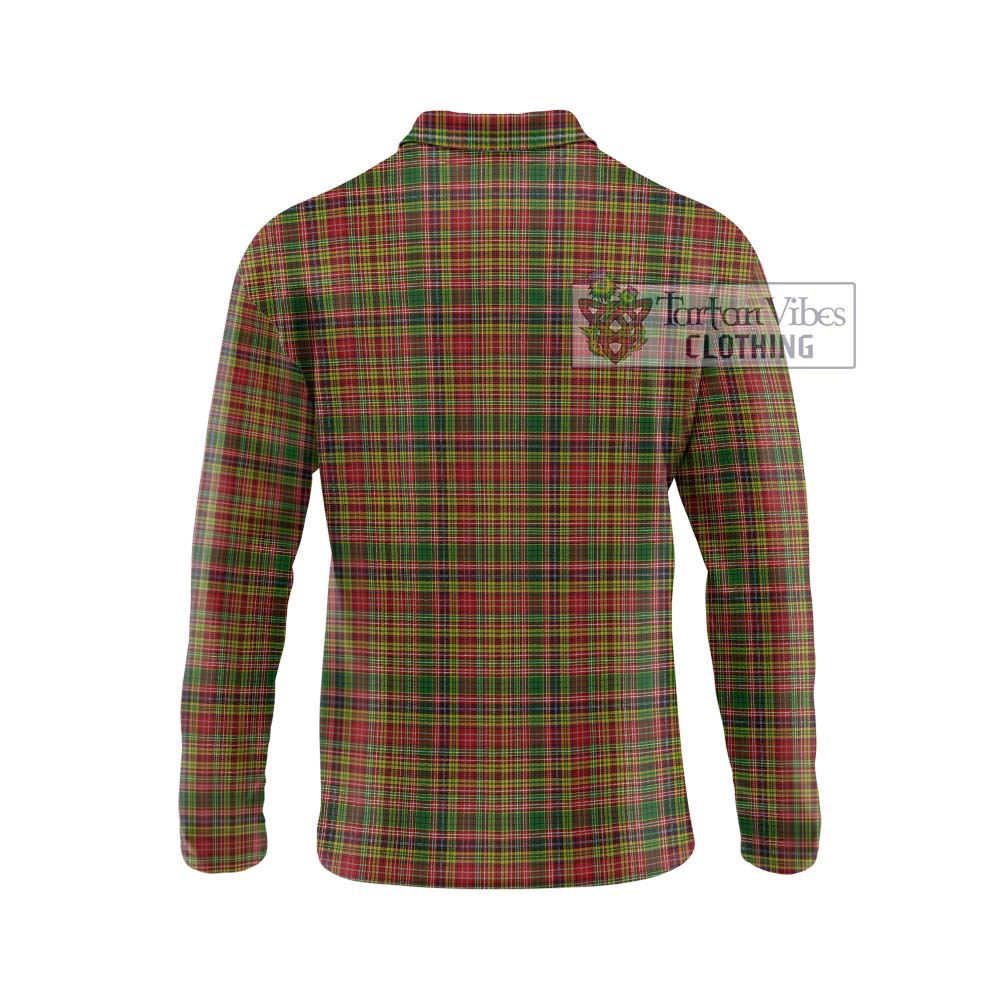 Drummond of Strathallan Tartan Long Sleeve Polo Shirt with Family Crest DNA In Me Style - Tartanvibesclothing Shop