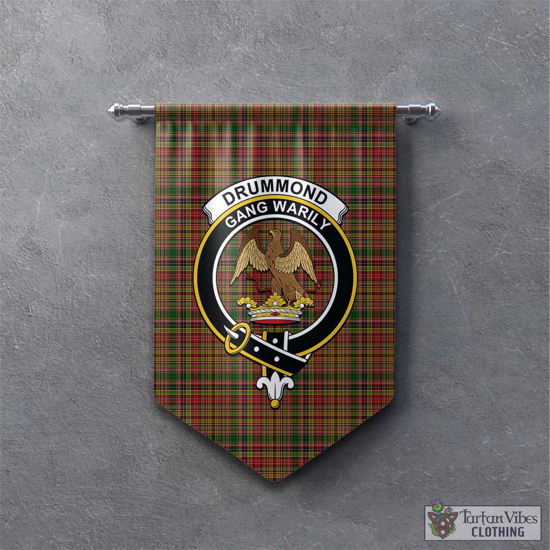 Tartan Vibes Clothing Drummond of Strathallan Tartan Gonfalon, Tartan Banner with Family Crest