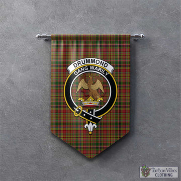 Drummond of Strathallan Tartan Gonfalon, Tartan Banner with Family Crest