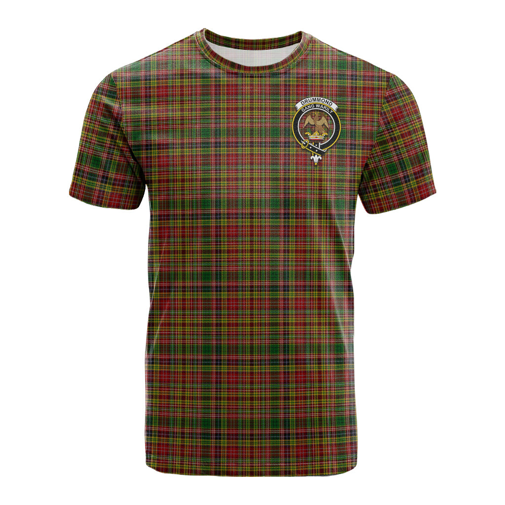 Drummond of Strathallan Tartan T-Shirt with Family Crest - Tartan Vibes Clothing