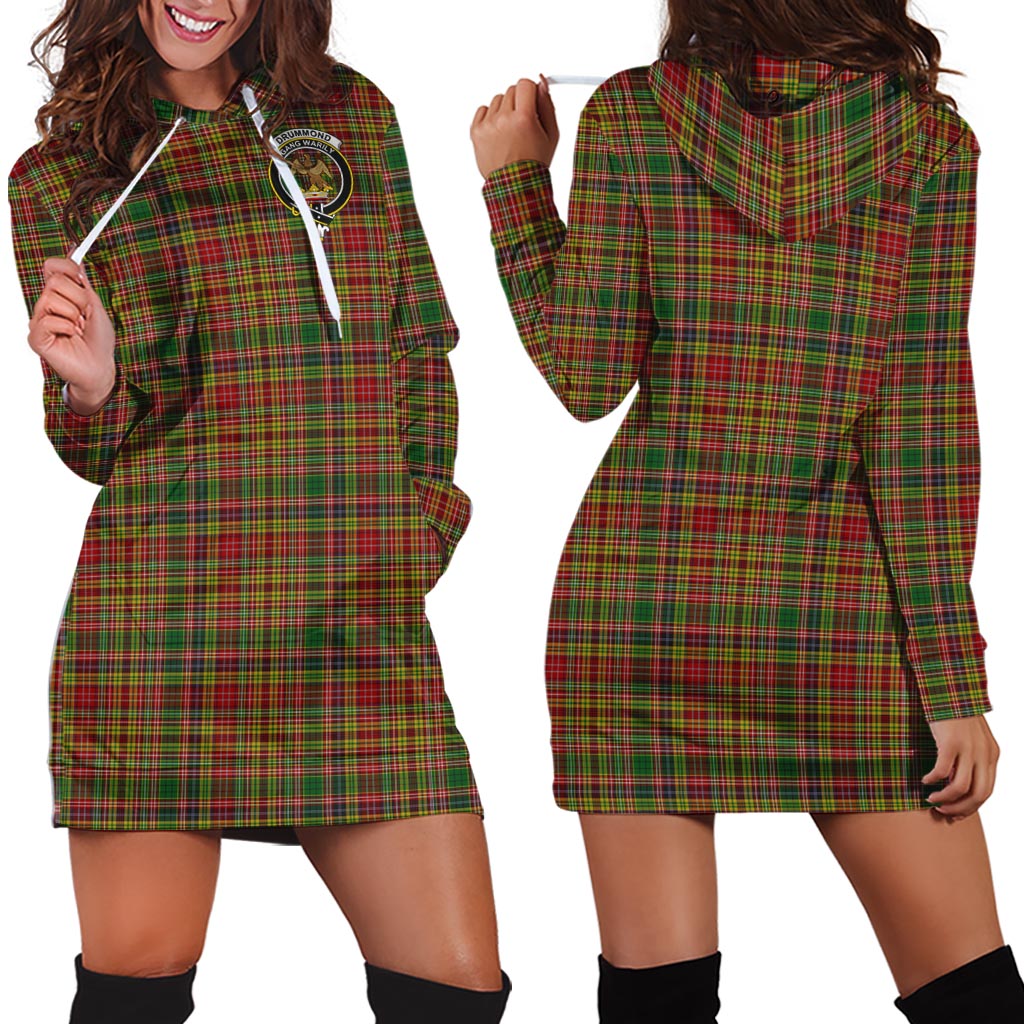 Drummond of Strathallan Tartan Hoodie Dress with Family Crest - Tartan Vibes Clothing