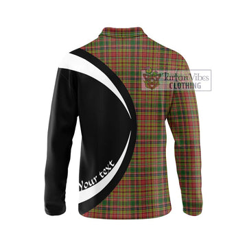 Drummond of Strathallan Tartan Long Sleeve Polo Shirt with Family Crest Circle Style