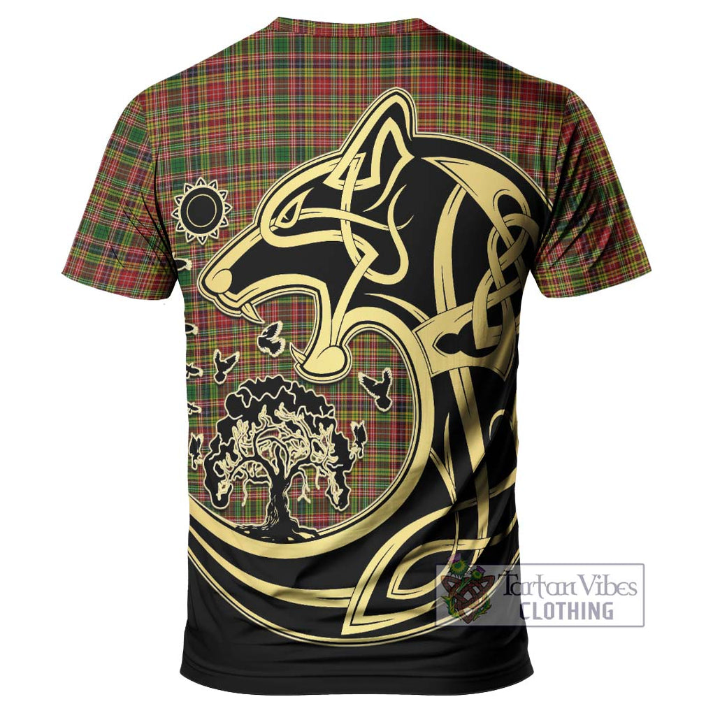 Drummond of Strathallan Tartan T-Shirt with Family Crest Celtic Wolf Style - Tartan Vibes Clothing