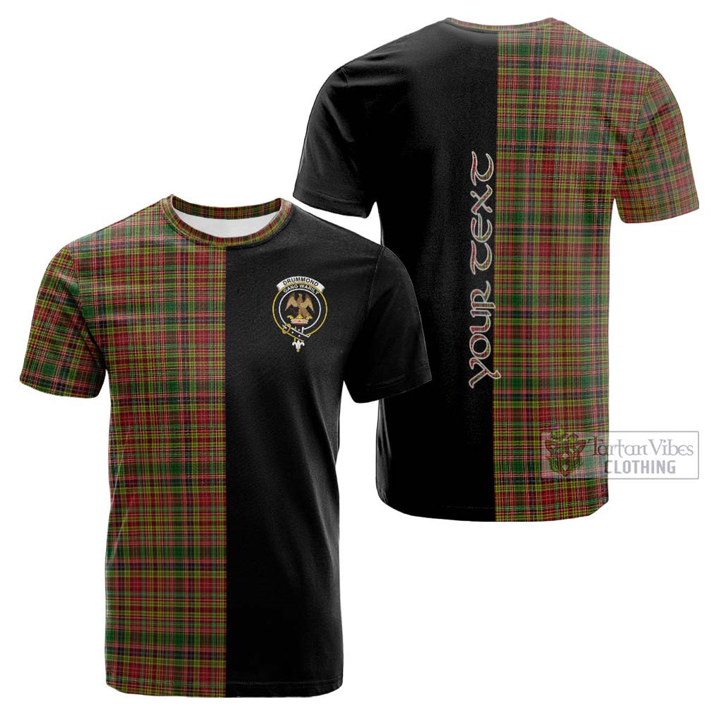 Tartan Vibes Clothing Drummond of Strathallan Tartan Cotton T-shirt with Family Crest and Half Of Me Style